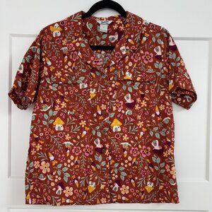 Duluth Trading Co Hemp Gnome Button Down Short Sleeve Shirt - Small